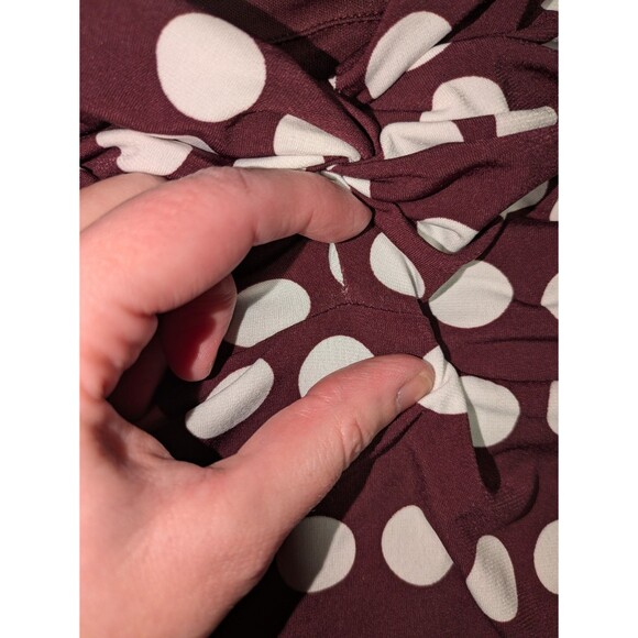 White House Black Market Dress 4 Women's Maroon Polka Dot A Line Jersey Twist - Picture 10 of 10